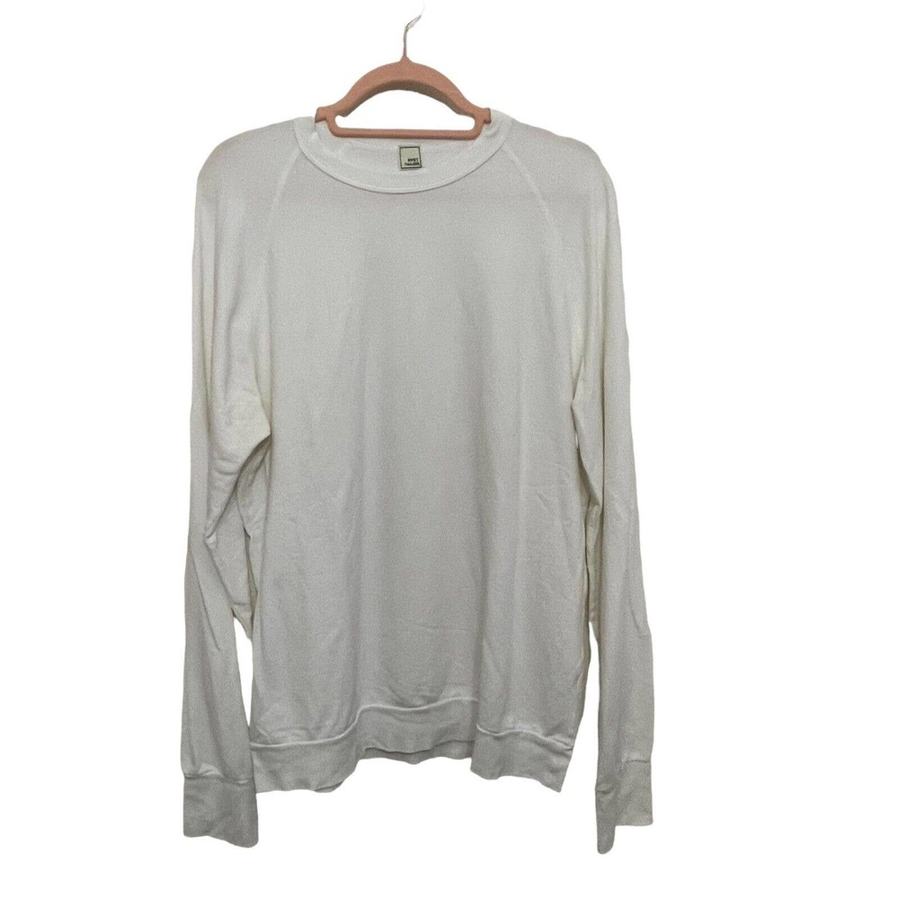 Swet Tailor Shirt Large Mens White Crew Neck Long Sleeve Stretch USA Knit